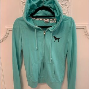 Pink Zip front hoodie extra small mint green